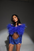 Load image into Gallery viewer, The MAIA Diamond Skirt and Top with Statement Feathers