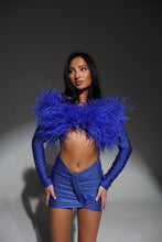 Load image into Gallery viewer, The MAIA Diamond Skirt and Top with Statement Feathers