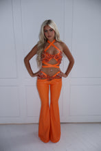 Load image into Gallery viewer, The LUNARA Faux Leather Bralet and Trousers with Embellishment’s - Orange