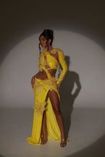 Load image into Gallery viewer, The ARIANNA 3D Flower Sequin Maxi Dress in Yellow