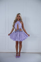 Load image into Gallery viewer, The SOFTELLE Beaded Lace Dress with Diamond Embellishments - Lilac