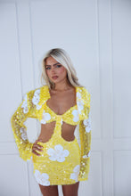 Load image into Gallery viewer, The ROSELIGHT Dress and Cropped Jacket - Yellow/White Flower Sequin