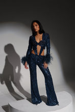 Load image into Gallery viewer, The CELESTE Sequin Bodysuit and Trousers with Luce Jewels and Feather Cuffs