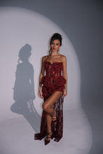 Load image into Gallery viewer, The RAVINA Basque and Maxi Skirt with Rope and Diamond appliqués (Burgundy)