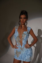 Load image into Gallery viewer, The RIVER Mini Dress with Silver Jewel Embellishments