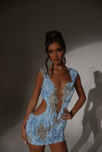 Load image into Gallery viewer, The RIVER Mini Dress with Silver Jewel Embellishments