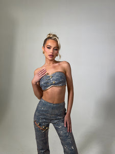 The ASTER Denim Bralet with Pins