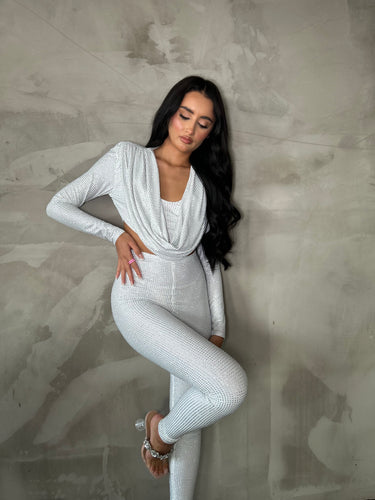 The EVELYN Jumpsuit (White/Silver)