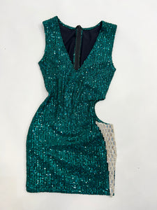 PROMOTION DRESS - GREEN SEQUIN WITH DIAMOND PIECE