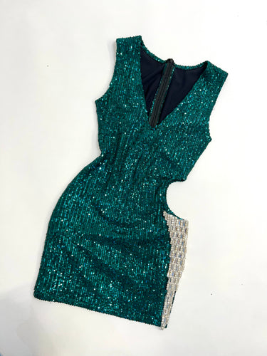 PROMOTION DRESS - GREEN SEQUIN WITH DIAMOND PIECE