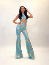 Load image into Gallery viewer, MIA WRAP TOP (BLUE/GOLD FOIL)