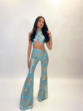 Load image into Gallery viewer, MIA WRAP TOP (BLUE/GOLD FOIL)