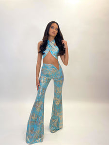 MIA WRAP TOP (BLUE/GOLD FOIL)