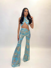 Load image into Gallery viewer, MIA WRAP TOP (BLUE/GOLD FOIL)