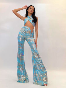 MIA WRAP TOP (BLUE/GOLD FOIL)