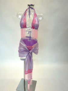 The LILY Bikini and Sarong (Lilac/Pink)