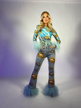 Load image into Gallery viewer, The ALICE Mesh Bodysuit with Feather Cuffs