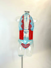 Load image into Gallery viewer, The LILY Bikini and Sarong (Blue/Red)