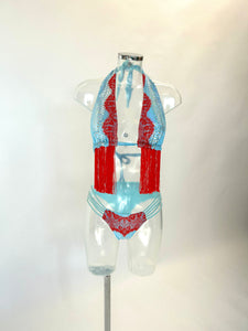 The LILY Bikini and Sarong (Blue/Red)