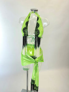 The LILY Bikini and Sarong (Green/Black/White)