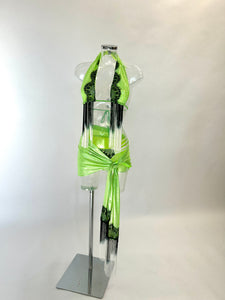 The LILY Bikini and Sarong (Green/Black/White)