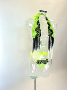 The LILY Bikini and Sarong (Green/Black/White)