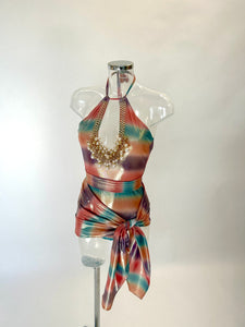 The CHARLOTTE Swimsuit, Sarong and Belt / Headband (Mix Colour Shine)