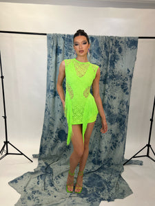 The BRENNA Top with Cut Out Dress (Neon Lace)