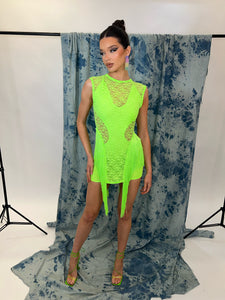 The BRENNA Top with Cut Out Dress (Neon Lace)